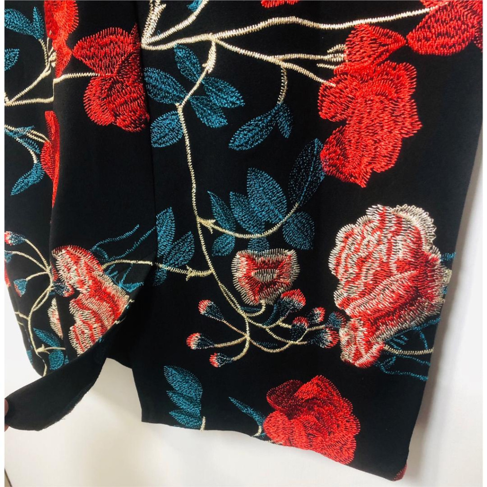 SOLD ECI Black Floral Embroidery Midi Dress Sz 6 - Picture 6 of 8